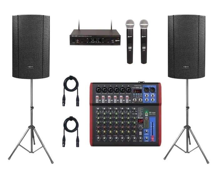 מערכת קריוקי AUDIO CENTER MA15+ עם מיקסר ומיקרופונים
