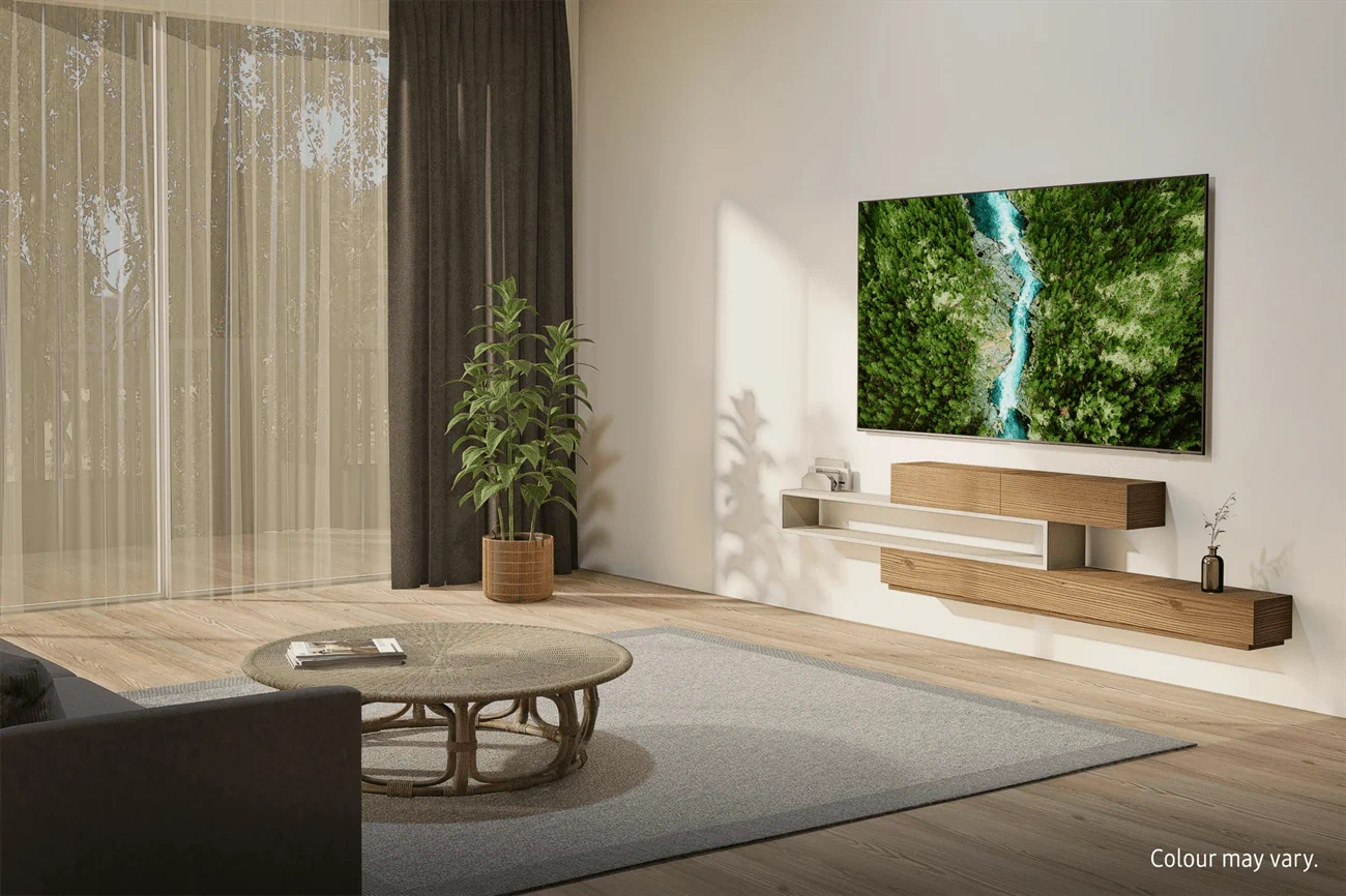 Samsung U8000F – המחשת הטלוויזיה בסלון, אביזרי הסביבה אינם כלולים