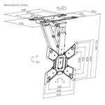 זרוע תקרה חשמלית עד 65 עם צידוד 90 מעלות 2