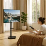 מעמד רצפתי מעוצב עם גלגלים  סמויים למסכים עד 43″ AL-45