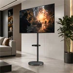 מעמד רצפתי נייד עם גלגלים נסתרים למסכים עד 65″ דגם AL-65 שחור מט 9