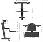 מעמד שולחני הידראולי ל 2 מסכי מחשב עד 32" עם 2 מדפים NB L100 2