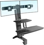 מעמד שולחני הידראולי ל 2 מסכי מחשב עד 32" עם 2 מדפים NB L100