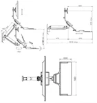 זרוע עבודה הידראולית ישיבה/עמידה לקיר North Bayou MB32 3