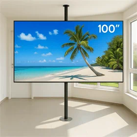 עמוד רצפה תקרה למסכי 100 אינץ' שחור מט