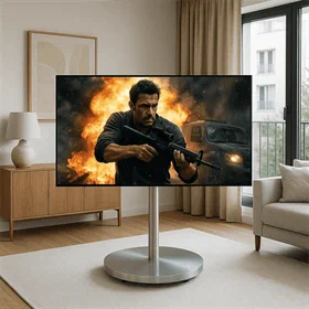 מעמד נייד עם גלגלים מנירוסטה למסכים עד 86 אינץ,