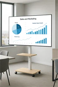 מעמד רצפתי מעוצב עם גלגלים למסכים עד 75″ לבן DWD520W