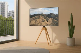 מעמד רטרו מעוצב 3 רגלי עץ חום כהה FS 35 עד 65 אינץ