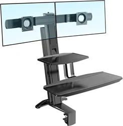 מעמד שולחני הידראולי ל 2 מסכי מחשב עד 32" עם 2 מדפים NB L100