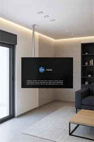 עמוד דגל תקרתי עשוי נירוסטה למסכים עד 75 אינץ'