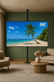 עמוד טלויזיה שחור מרצפה לתקרה עד 86 אינץ'