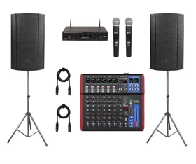 מערכת קריוקי AUDIO CENTER MA15+ עם מיקסר ומיקרופונים
