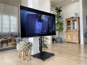 מעמד נייד מעוצב שחור עד 75 עם פלטה שחורה וגלגלים  DS1