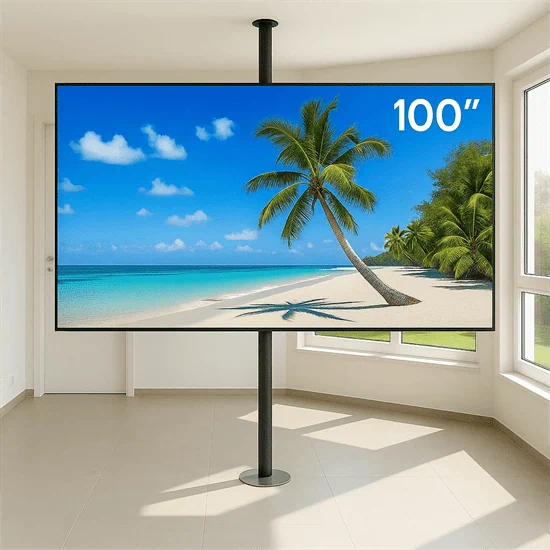 עמוד רצפה תקרה למסכי 100 אינץ' שחור מט