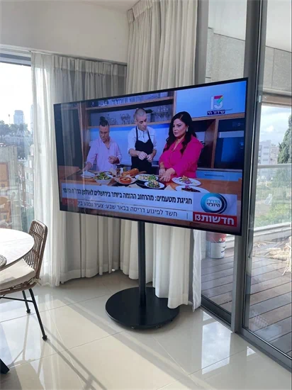 מעמד נייד מעוצב עד 86 אינץ' שחור מט עם גלגלים