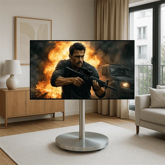 מעמד נייד עם גלגלים מנירוסטה למסכים עד 86 אינץ,