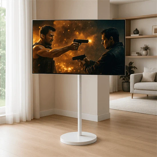 מעמד נייד לבן עד 55 אינץ' עם גלגלים נסתרים AL55W