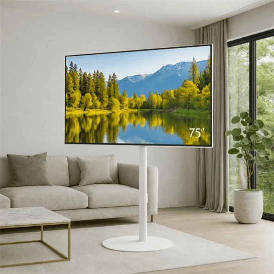 AUDIO LINE AL-60 – מעמד רצפתי למסך עד 75″ לבן