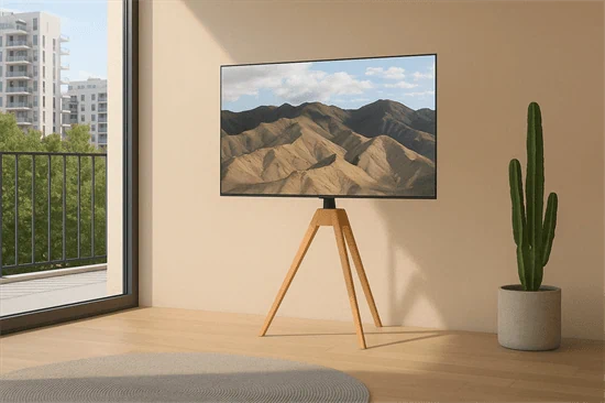 מעמד רטרו מעוצב 3 רגלי עץ חום כהה FS 35 עד 65 אינץ