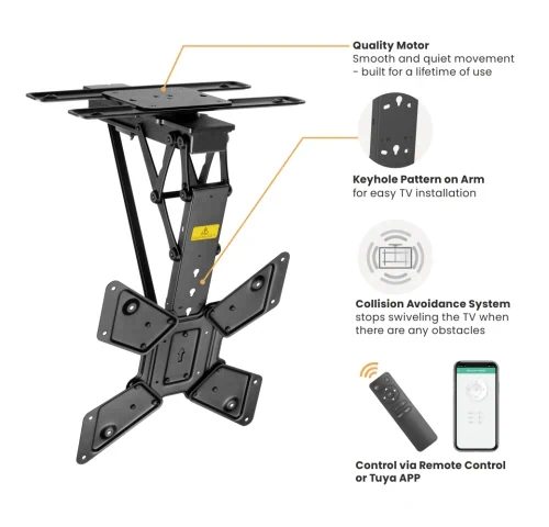 זרוע תקרה חשמלית עד 65 עם צידוד 90 מעלות
