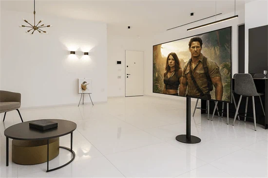 עמוד שחור רצפתי  למסכים עד 77 אינץ' דגם RD1800