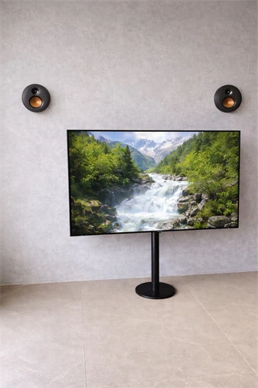 עמוד לטלוויזיה רצפתי בקוטר 7.6 ס״מ למסכים עד ‎86 אינץ׳