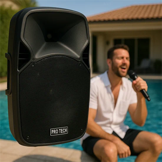 בידורית ניידת 12 אינץ' כולל 2 מיקרופונים אלחוטיים BM712