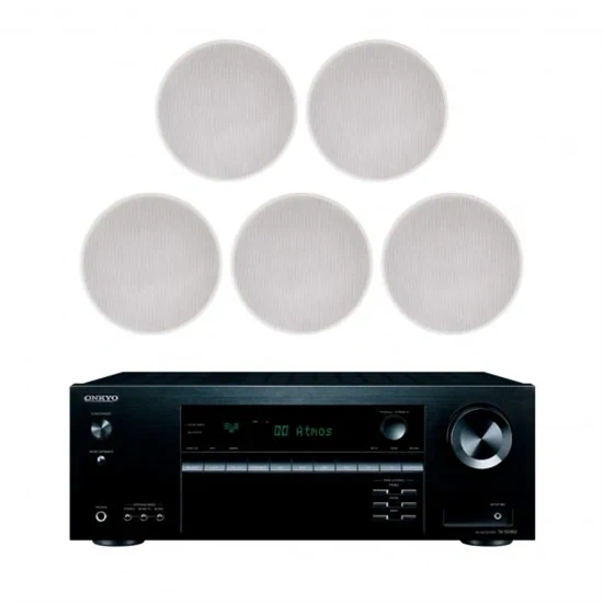 מערכת קולנוע ביתי עם רמקולים שקועים Pure acoustics & Onkyo